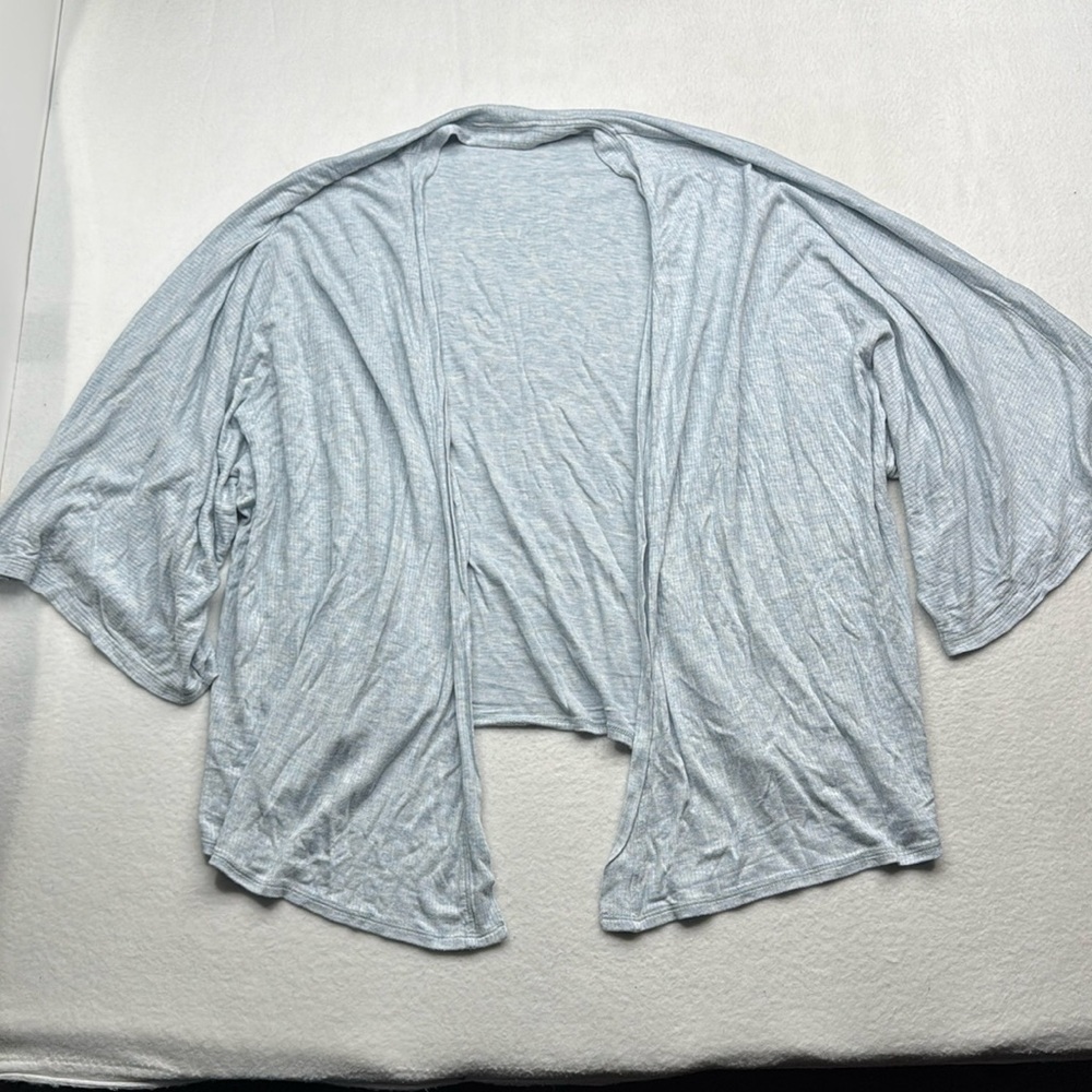 Soma Open Front Stretch Tunic Cardigan Size large blue 3/4 Sleeve light weight